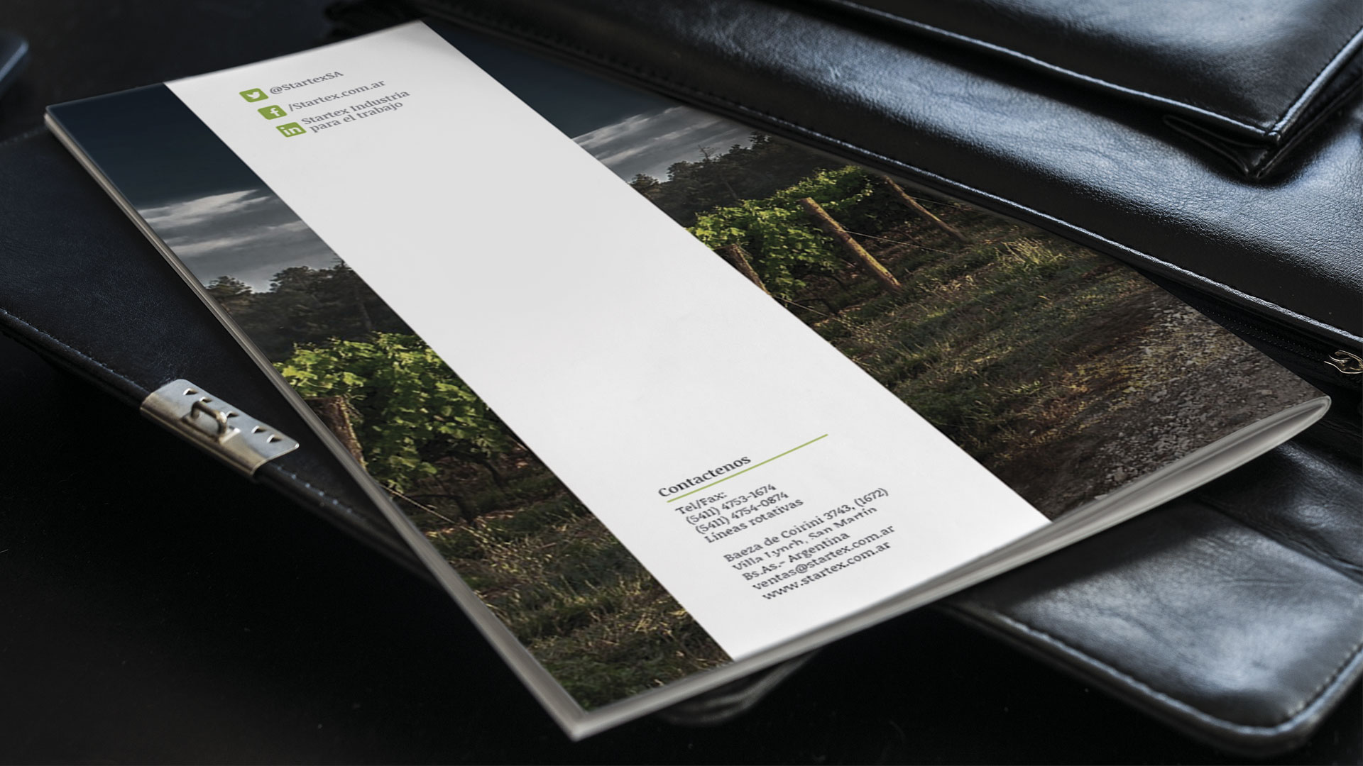 diseño editorial catalogo startex indumentaria contratapa