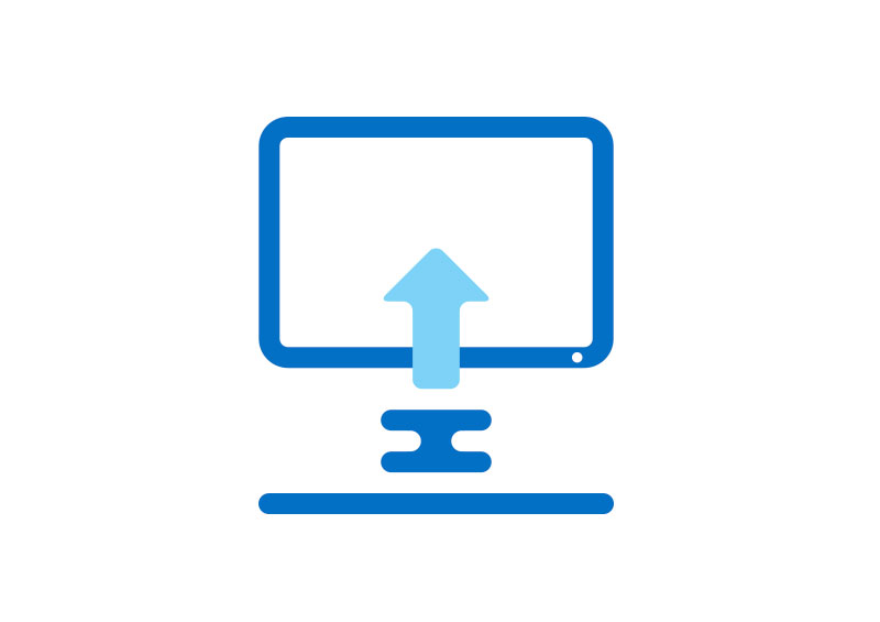 icono intel azul y celeste computadora subir archivos